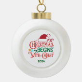 クリスマスはキリストから始まる セラミックボールオーナメント (正面)