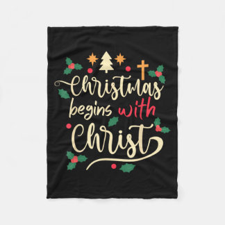 クリスマスはキリストから始まる Xmasの日 キリスト教 フリースブランケット
