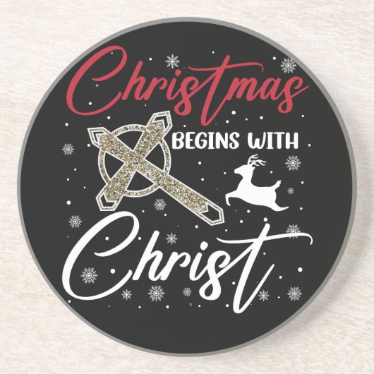 クリスマスはキリストから始まる Xmas キリスト教 コースター (正面)