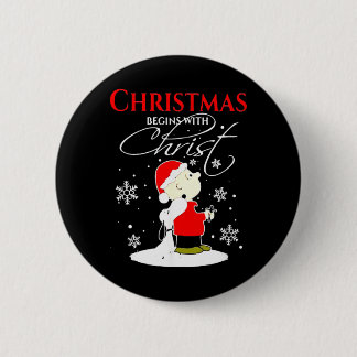 クリスマスはキリストから始まる Xmas ギフト ホリデー 缶バッジ