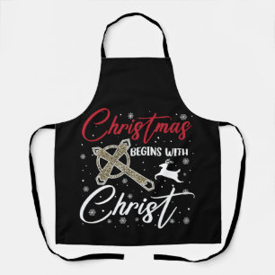クリスマスはキリストから始まる Xmas クリスチャン エプロン
