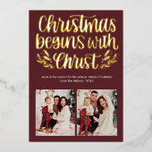 クリスマスはキリストの写真のホイルから始まる 箔シーズンカード (正面)