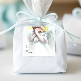 クリスマスはキリストの天使祈から始まる スクエアシール