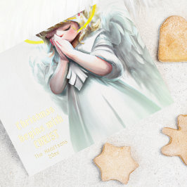 クリスマスはキリストの天使祈から始まる 箔シーズンポストカード