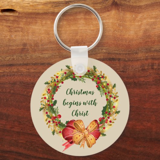 クリスマスはキリストの引用文から始感動的まる キーホルダー (正面)