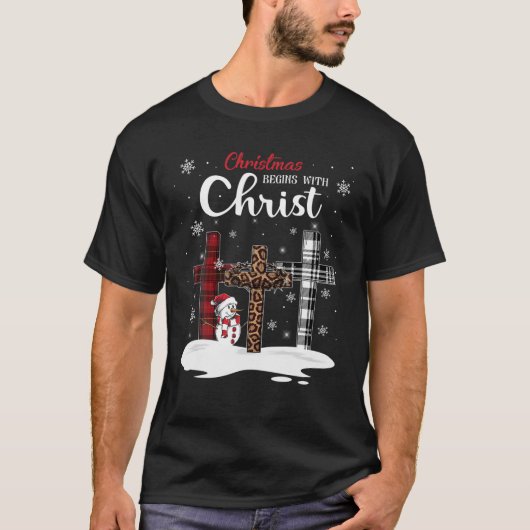クリスマスはキリスト雪だるまクリスチャン・クロから始まる Tシャツ (正面)