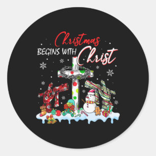 クリスマスはキリスト雪だるまクリスチャン・レルから始まる ラウンドシール