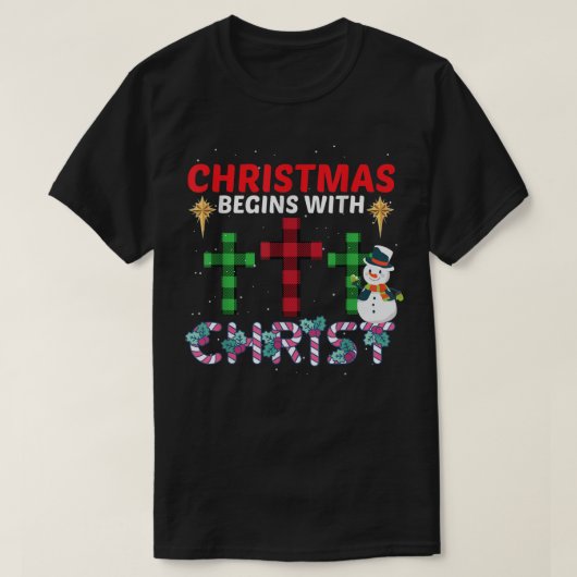 クリスマスはキリスト雪だるまクリスチャン・レルから始まる Tシャツ (デザイン正面)