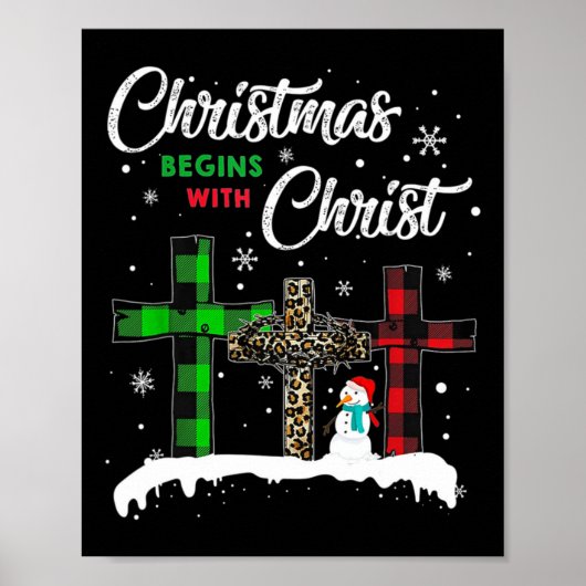 クリスマスはキリスト・イエスから始まる 面白いスノーマン ポスター (正面)
