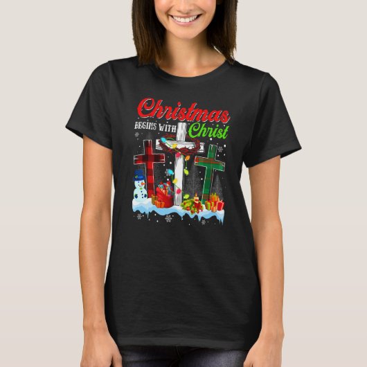 クリスマスはキリスト・クリスチャン・クロスクリスマスから始まる Tシャツ (正面)