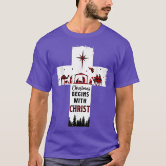 クリスマスはキリスト・クリスチャン・クロス・ハッピーから始まる Tシャツ