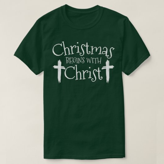 クリスマスはキリスト・クリスマスから始まるクリスチャン・レ Tシャツ (デザイン正面)