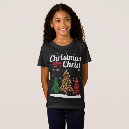 クリスマスはキリスト・バッファロー・プレイド・ジャガーで始まる Tシャツ (正面フル)