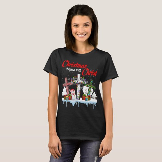 クリスマスはキリストTシャツ、クリスマスから始まる Tシャツ (正面フル)