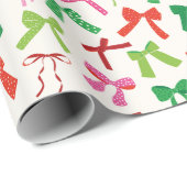 クリスマスはクリームの上に赤い緑のピンクの湾曲形 ラッピングペーパー (ロールコーナー)