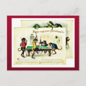 クリスマスはサル遊のゴルフ、カエルを見ている シーズンポストカード (正面)