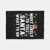 クリスマスはサンタクロースに何をすべきかクリスマス家族 フリースブランケット (正面(横))