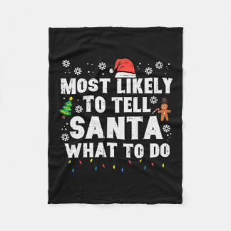 クリスマスはサンタクロースに何をすべきかクリスマス家族 フリースブランケット
