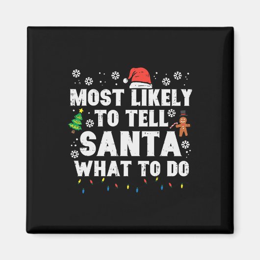 クリスマスはサンタクロースに何をすべきかクリスマス家族 マグネット (正面)