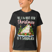 クリスマスはサンドウィッチクリスマスツリーの光が欲しい Tシャツ (正面)