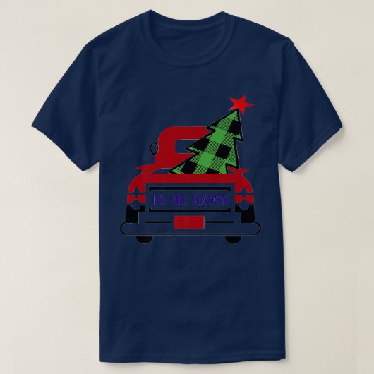 クリスマスはシーズンプライドの木とトラックのデシ Tシャツ (デザイン正面)