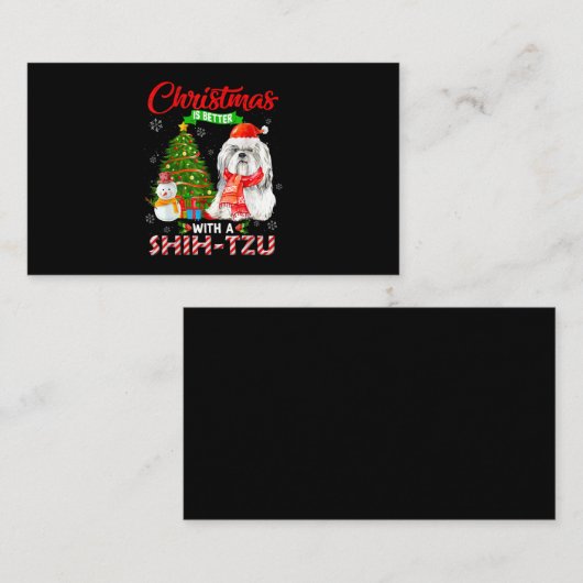 クリスマスはシーズー（犬）Tzu Santa Hat Lighで良い エンクロージャーカード (正面/裏面)