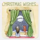 クリスマスはステッカーを願う スクエアシール (正面)