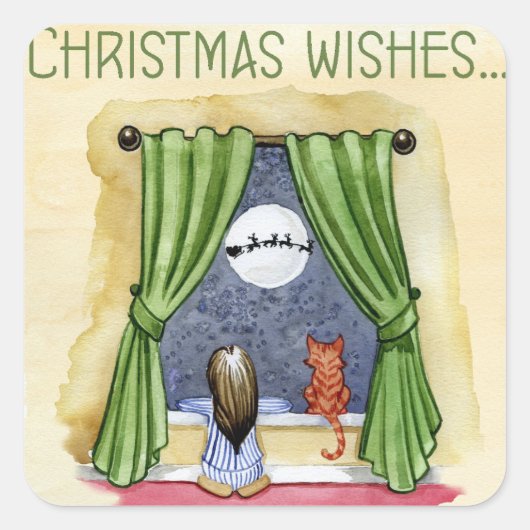 クリスマスはステッカーを願う スクエアシール (正面)