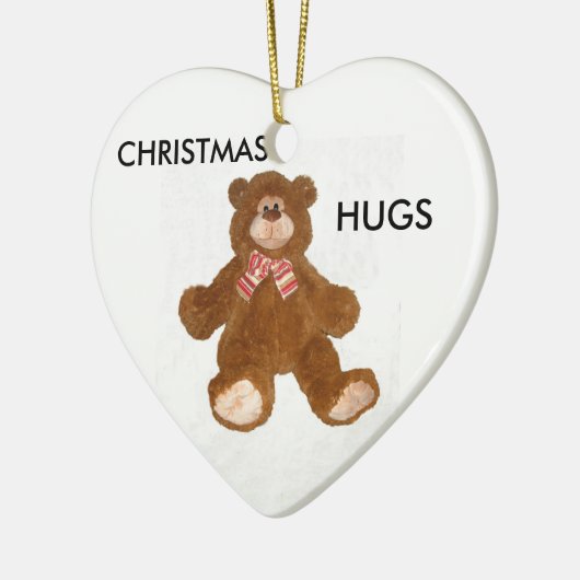 クリスマスはテディー・ベアのオーナメントを抱き締めます セラミックオーナメント (左)