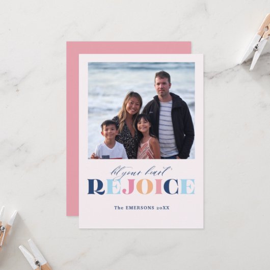 クリスマスはハートを喜ばせる写真 カード (正面/裏面インサイチュ)