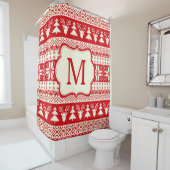 クリスマスはパターンモノグラムのイニシャルを編みました シャワーカーテン (インサイチュ)