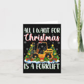 クリスマスはフォークリフトのクリスマスツリーの光が欲しい カード (正面)