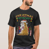 クリスマスはブルドッグのサンタクロース犬の方が良い Tシャツ (正面)