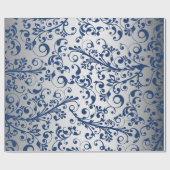 クリスマスはブルー&シルバー ラッピングペーパー (フラット)