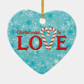 クリスマスはラブスノーフレークパーソナライズされた セラミックオーナメント (正面)