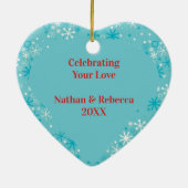 クリスマスはラブスノーフレークパーソナライズされた セラミックオーナメント (裏面)