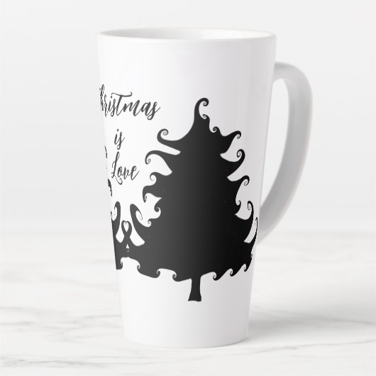 クリスマスはラブブラックツリーことわざ カフェラテマグ (右アングル)