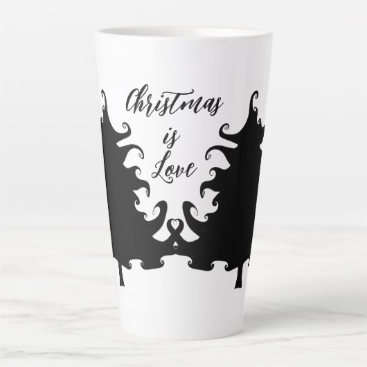 クリスマスはラブブラックツリーことわざ カフェラテマグ (正面)