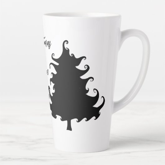 クリスマスはラブブラックツリーことわざ カフェラテマグ (右)