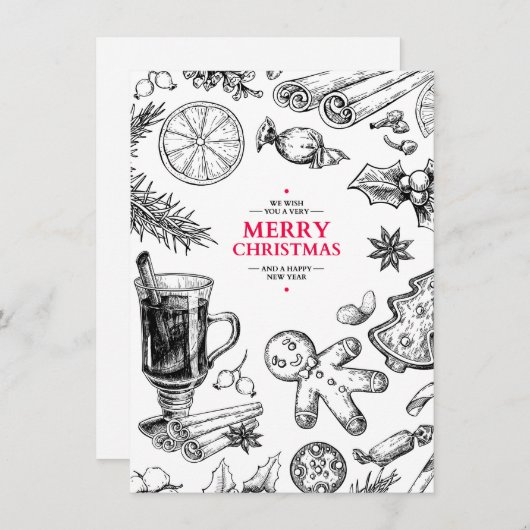 クリスマスはヴィンテージスケッチを扱う。クリスマス シーズンカード (正面/裏面)