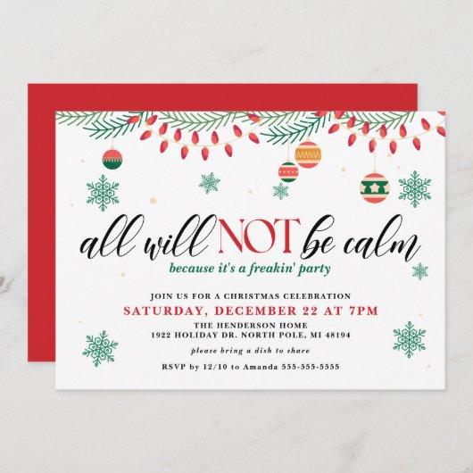 クリスマスは全て穏やかではなおもしろいい 招待状 (正面/裏面)