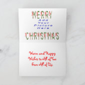 クリスマスは写真カスタマイズを抱擁加えます シーズンカード (内部)