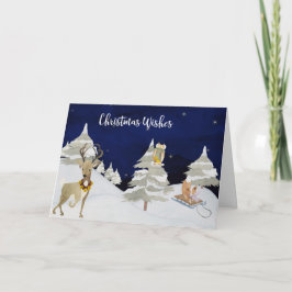 クリスマスは冬のかわいい水彩画動物を望みます シーズンカード