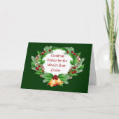 クリスマスは医者をヒイラギの果実のリースを望みます シーズンカード (正面)