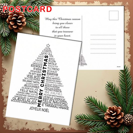 🎄クリスマスは多くの言語の休日はがき シーズンポストカード