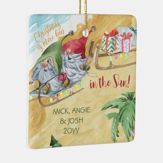 クリスマスは太陽のおもしろいとビーチでより多くの格言 セラミックオーナメント (右)