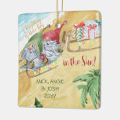 クリスマスは太陽のおもしろいとビーチでより多くの格言 セラミックオーナメント (左)