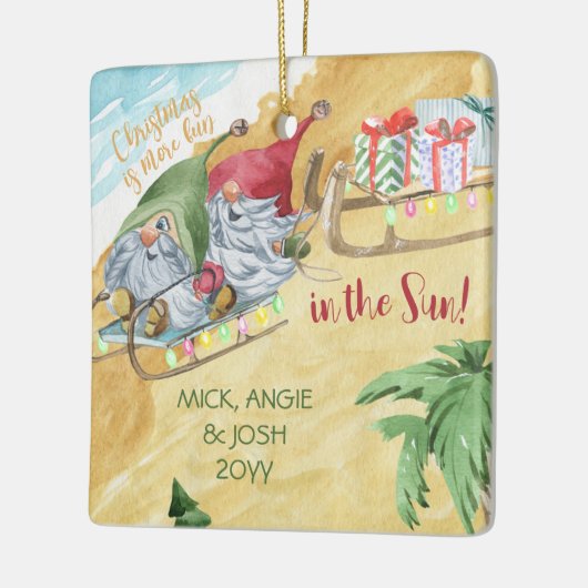クリスマスは太陽のおもしろいとビーチでより多くの格言 セラミックオーナメント (左)