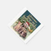 クリスマスは子犬の子猫とハートを一緒にする スタンダードカクテルナプキン (角)