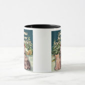 クリスマスは子犬の子猫とハートを一緒にする マグカップ (中央)